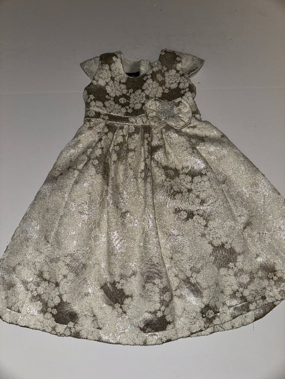 Isobella And Chloe Girls Gold Cream Ivory Brocade Party Dress Size 4T